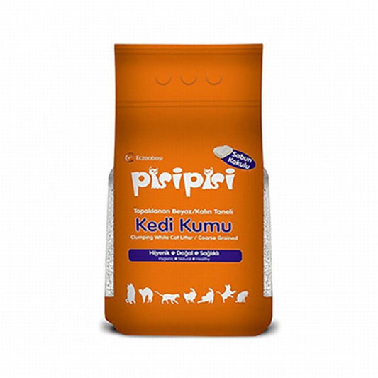 Pisipisi Sabun Kokulu Topaklanan Kalın Taneli Bentonit Kedi Kumu 2x5 Kg