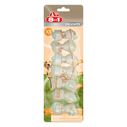 8in1 Delights Bones Düğümlü Tavuklu Ağız Bakım Kemik Köpek Ödülü XS 84 Gr