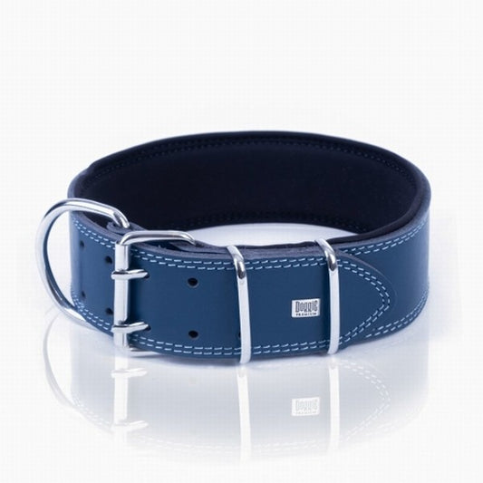 Doggie Çift Kat Deri Köpek Boyun Tasması Royalblue 6x60-70 Cm