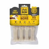 Delibon Beyaz Deri Pres Kemik Köpek Ödülü 8'li 7 Cm XS