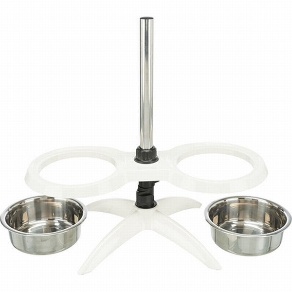 Trixie Paslanmaz Çelik Melamin Ayaklı Köpek Mama ve Su Kabı 2x1,6 Lt 21 Cm Beyaz