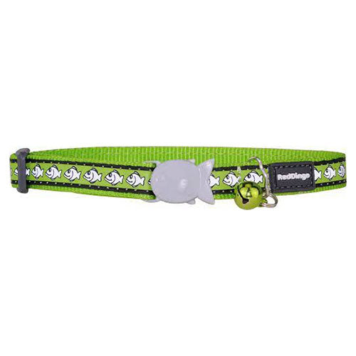 Reddingo Reflektörlü Balık Desenli Lime Kedi Boyun Tasması 12 Mm