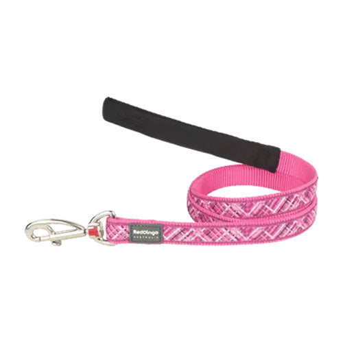 Reddingo Flanno Desenli Pembe Köpek Uzatma Tasması Large 25 Mm 1,2 Mt