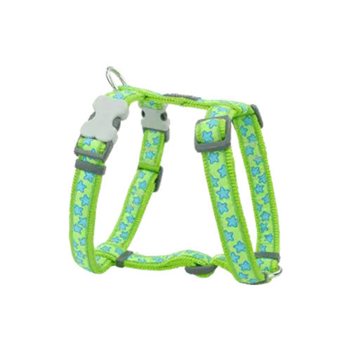 Reddingo Lime Üzerine Turkuaz Yıldızlı Köpek Göğüs Tasması Large 25 Mm