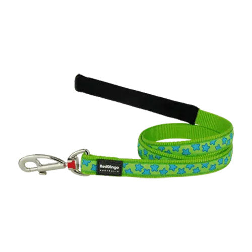 Reddingo Lime Üzerine Turkuaz Yıldızlı Köpek Uzatma Tasması Medium 20 Mm 1,2 Mt