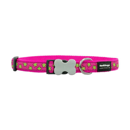Reddingo Pembe Üzerine Lime Yıldızlı Köpek Boyun Tasması Large 25 Mm 41-63 Cm