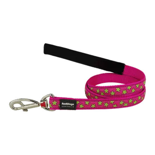 Reddingo Pembe Üzerine Lime Yıldızlı Köpek Uzatma Tasması Small 15 Mm 1,2 Mt
