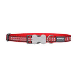 Reddingo Reflektörlü Kemik Desenli Kırmızı Köpek Boyun Tasması Small 15 Mm 24-36 Cm