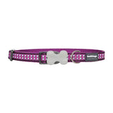 Reddingo Reflektörlü Kemik Desenli Mor Köpek Boyun Tasması Medium 20 Mm 31-47 Cm
