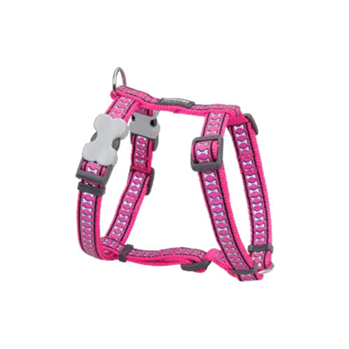 Reddingo Reflektörlü Kemik Desenli Pembe Köpek Göğüs Tasması Small 15 Mm