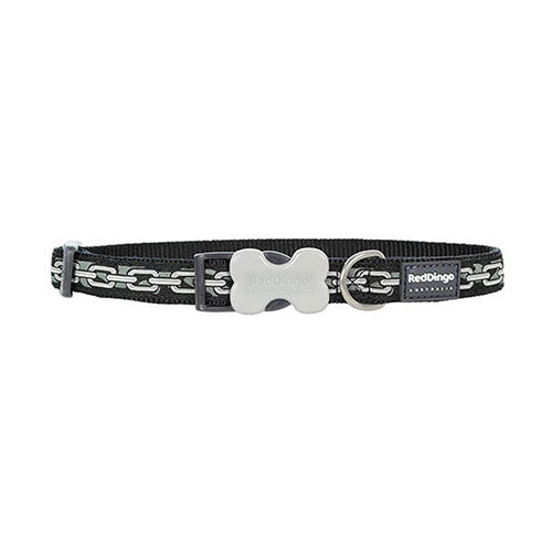 Reddingo Zincir Desenli Siyah Köpek Boyun Tasması Medium 20 Mm 31-47 Cm