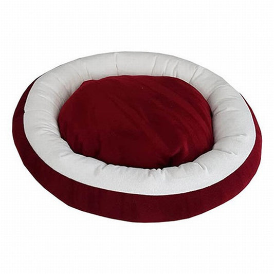 Bedspet Simit Kedi ve Küçük Irk Köpek Yatağı Bordo Beyaz