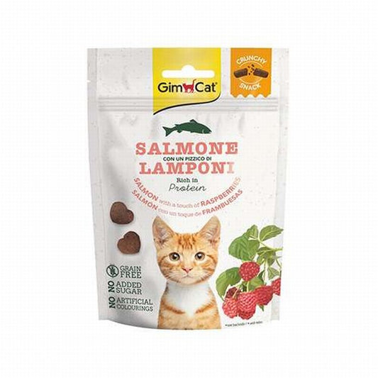 GimCat Crunchy Snacks Salmon Raspberry Somonlu ve Ahududulu Tahılsız Kedi Ödülü 50 Gr