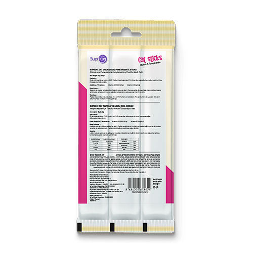 Supreme Cat Sticks Tavuklu ve Narlı Yetişkin Kedi Ödül Çubuğu 3x5 Gr