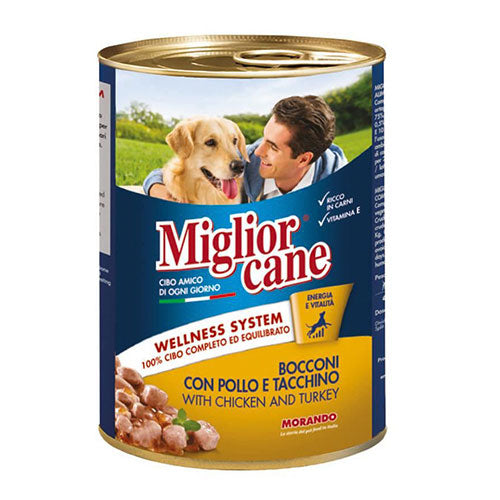 Miglior Cane Tavuklu ve Hindili Yetişkin Köpek Konservesi 12 Adet 405 Gr