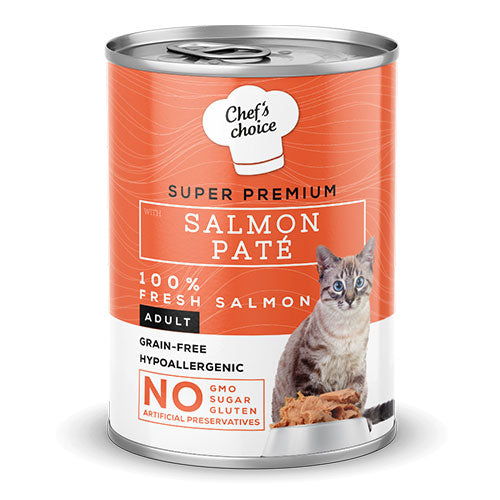 Chefs Choice Pate Somonlu Tahılsız Yetişkin Kedi Konservesi 6 Adet 400 Gr