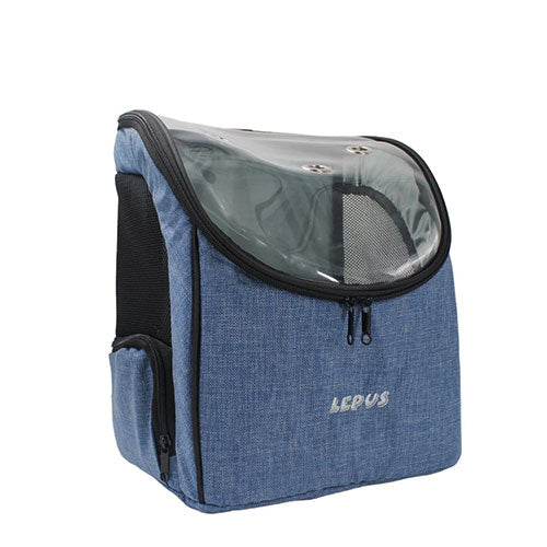 Lepus Backpack Şeffaf Kapaklı Kedi ve Köpek Taşıma Çantası Mavi 30x25x40 Cm