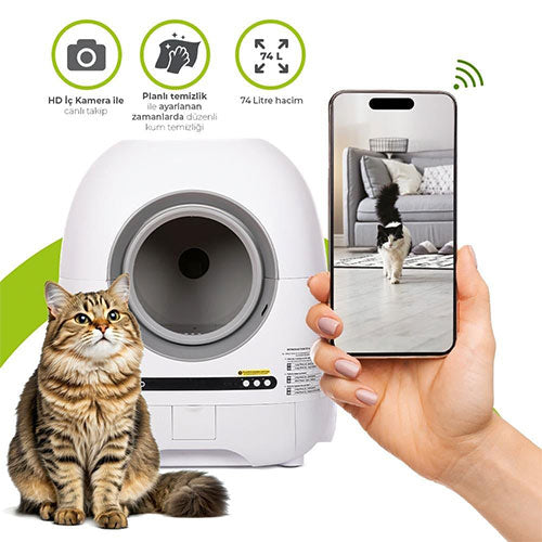 Wero Akıllı Kameralı Kapalı Otomatik Kedi Tuvaleti 62,8x57,5x69,5 Cm 68 Lt