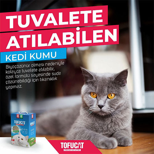 TofuCat Tuvalete Atılabilen Koku Hapsedeci Topaklanan Doğal Kedi Kumu 8 Lt